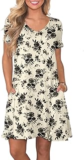 Women's Casual T Shirt Dress Summer Short Sleeve Swing Dresses with Pockets - Buy now
