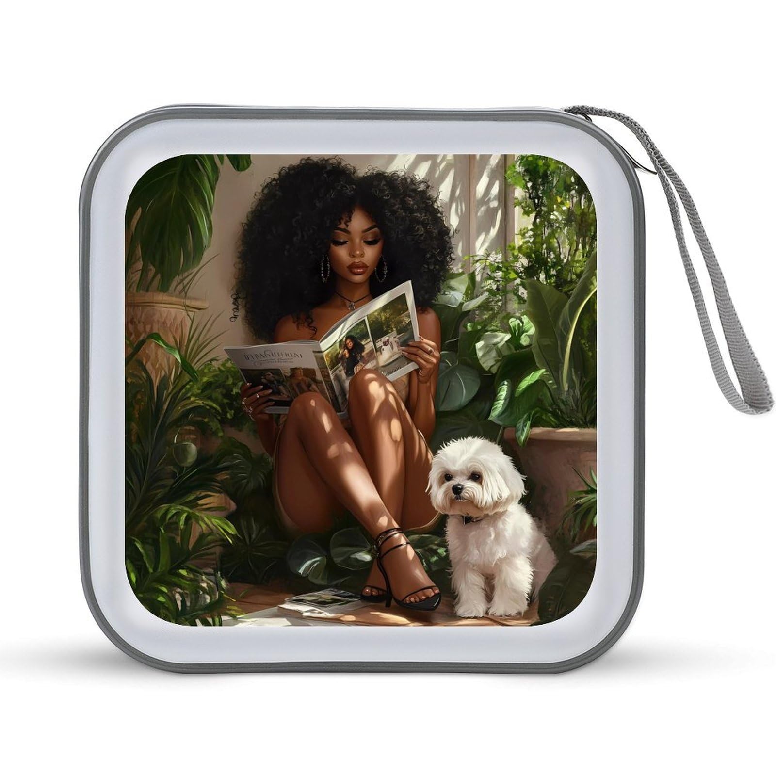African American Black Woman CD Case Portable DVD Holder Storage Organizer for Home Travel