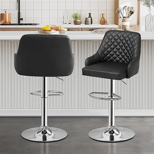 VECELO Adjustable Bar Stools Set of 2, Bar Height Stools for Kitchen Counter