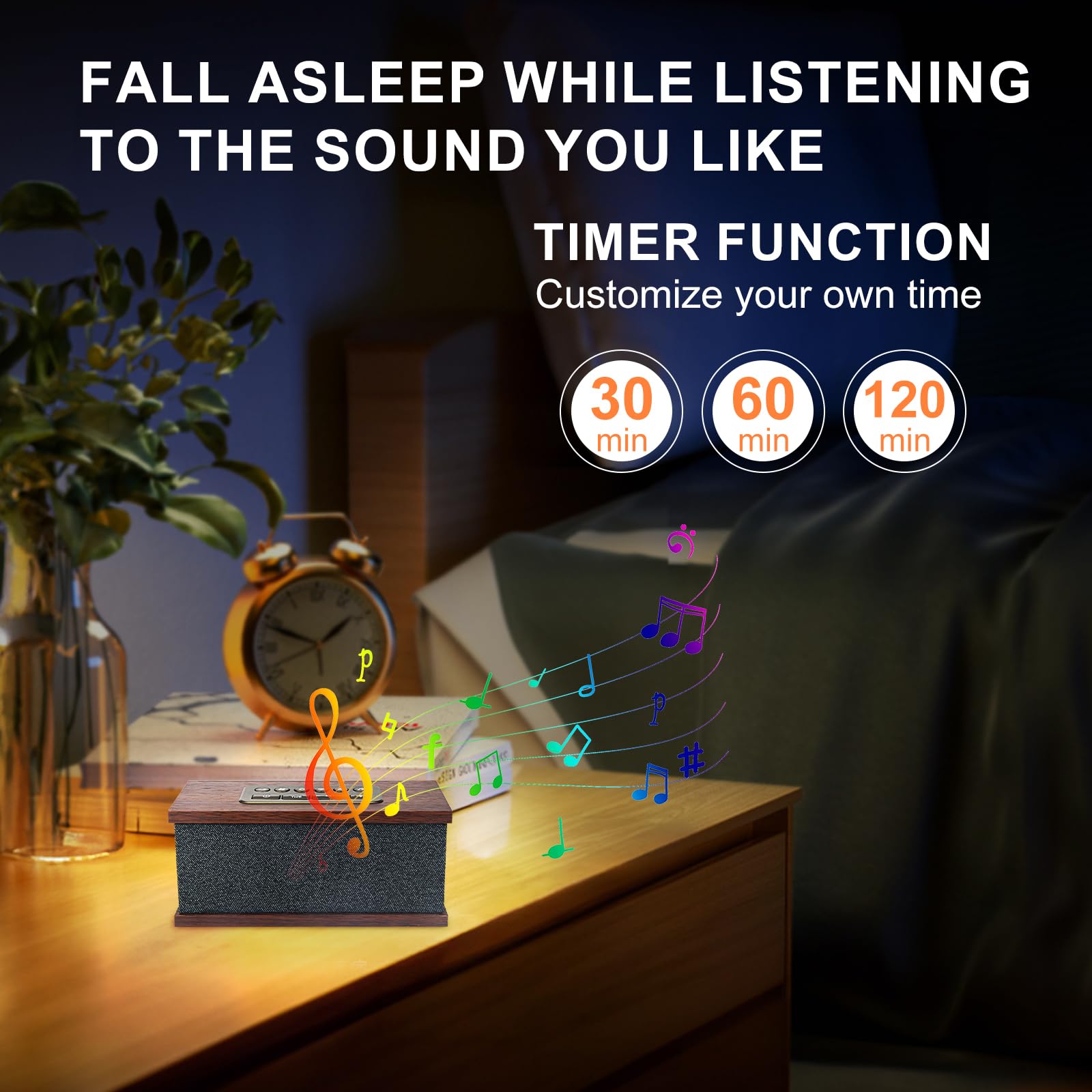 BIGMONAT Bluetooth Speaker&Wooden Sleep Player,Rechargeable 70 Sounds Bluetooth White Noise Machine with Volume Control &Timer,Suitable for Travel,Relax Mood,Concentration&Improving Insomnia-Black - Image 3