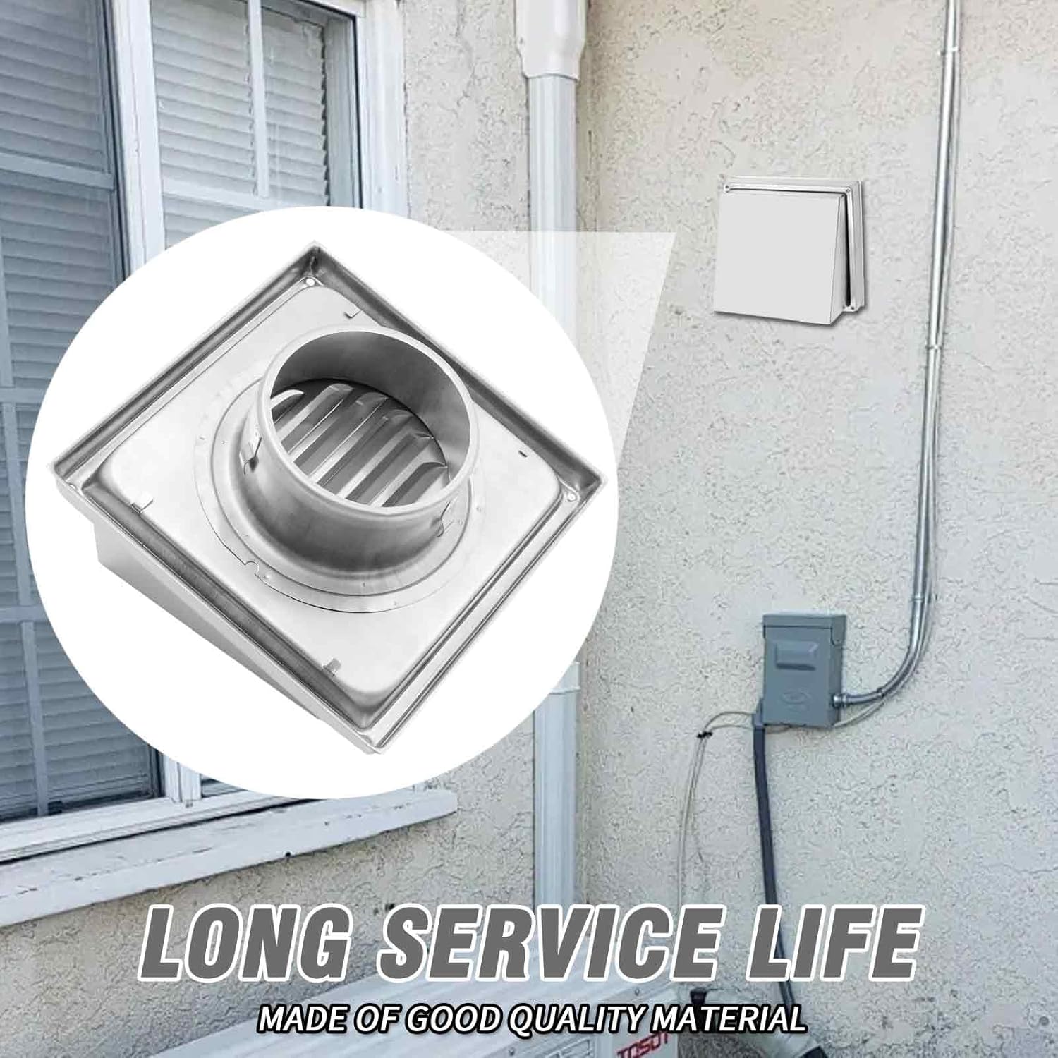 2Pcs 4" Dryer Vent Cover, Outdoor Walls Dryer Exhaust Vent Cover with Sealing Gasket Grille Screen, Replacement for Bathroom Kitchen Office Garage Shed Air Conditioner Range Hood
