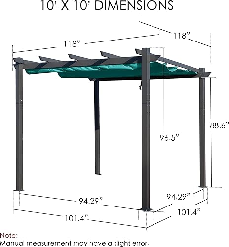 Miniatura 7 de Kozyard Morgan Outdoor - Pergola extra grande con marco de aluminio gris con toldo para sombrilla (10 x 10 pies, azul)