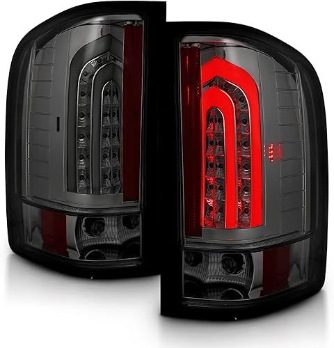 Miniatura 3 de AmeriLite Juego de luces traseras para Chevy Silverado 2007-2013  GMC Sierra Heavy Duty Smoke LED Tubo Trasero Lámpara Trasera - Lado del pasajero y