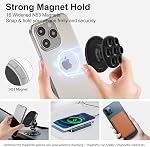 AUROX pour MagSafe Poignée de téléphone, poignée de téléphone magnétique, poignées collapsibles de coupe d'aspiration magnétique iPhone 17 16 15 14 13 12 Series, Magnetic Silicone Téléphones Poignées pour Vidéos et Selfies, Noir