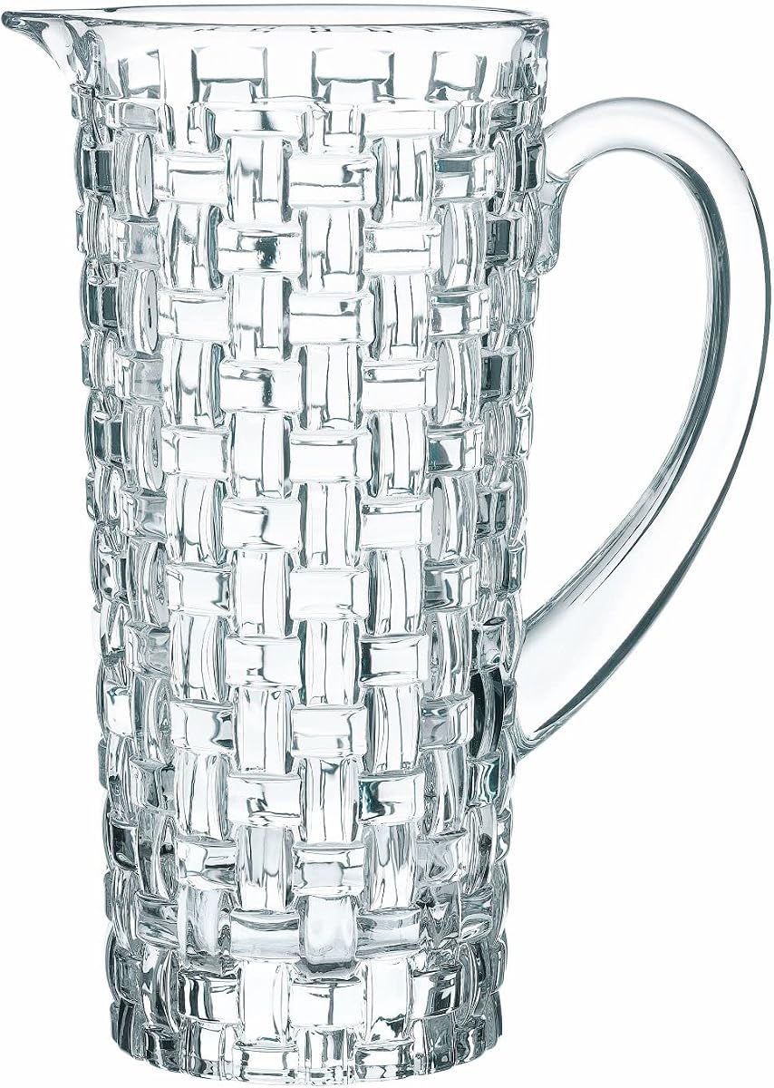 Nachtmann Bossa Nova Pitcher, 40-Ounce Clear Water Carafe with Handle, Made of Crystal Glass, for Soft Drinks, Lemonade or Cocktails, Dishwasher Safe