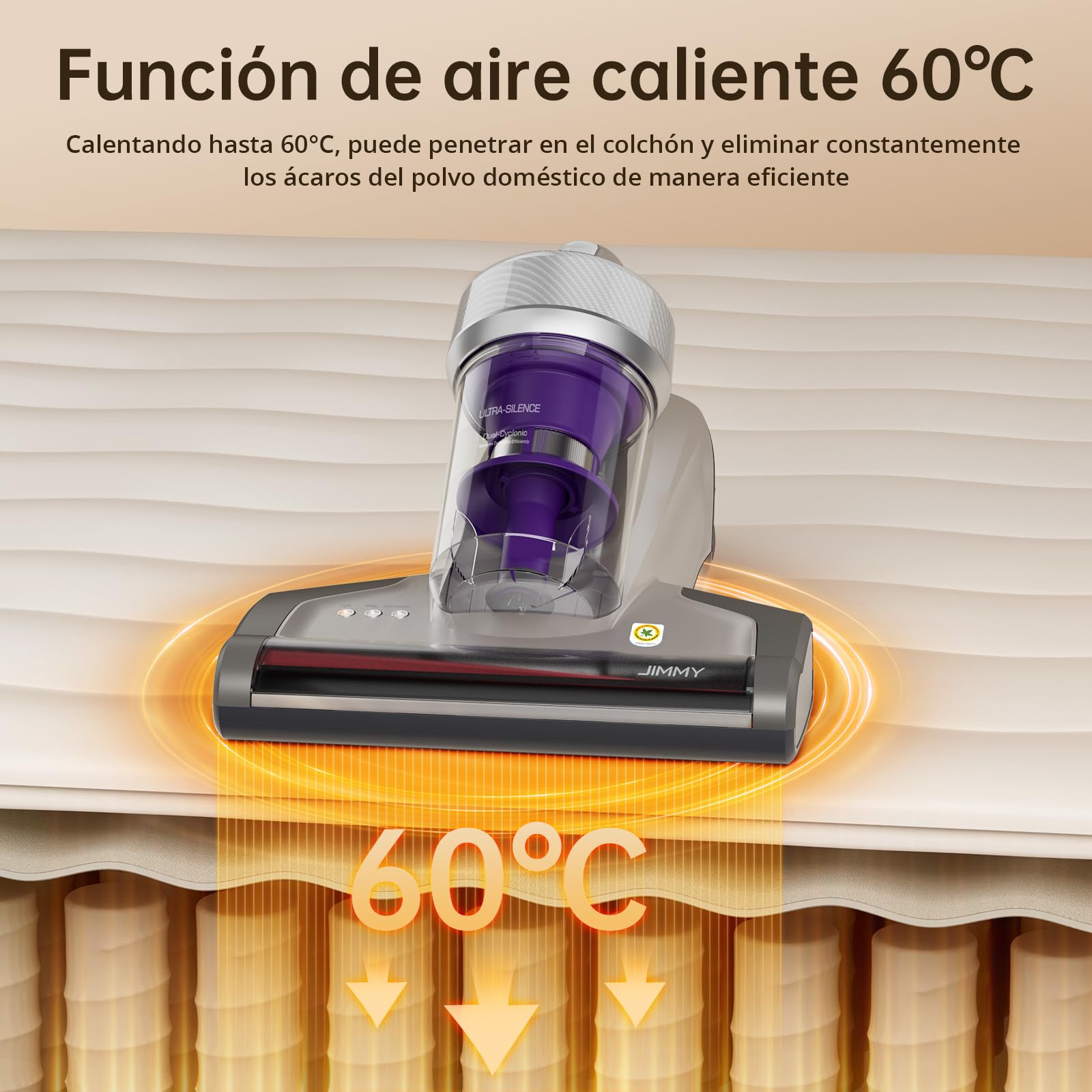 Jimmy JV35 Aspirador Antiácaros 700W con Luz UV-C, Golpeteo Fuerte y Aire Caliente, Portátil para Colchones, Camas y Sofás