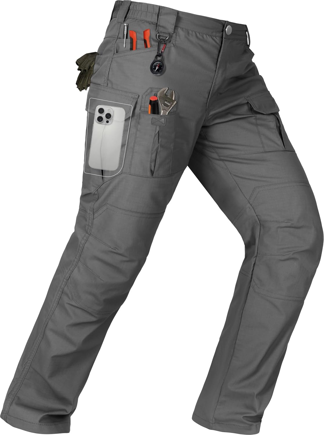 Men's Tactical Pants Water Resistant Stretch Ripstop Cargo Pants Lightweight Outdoor EDC Work Hiking Pants