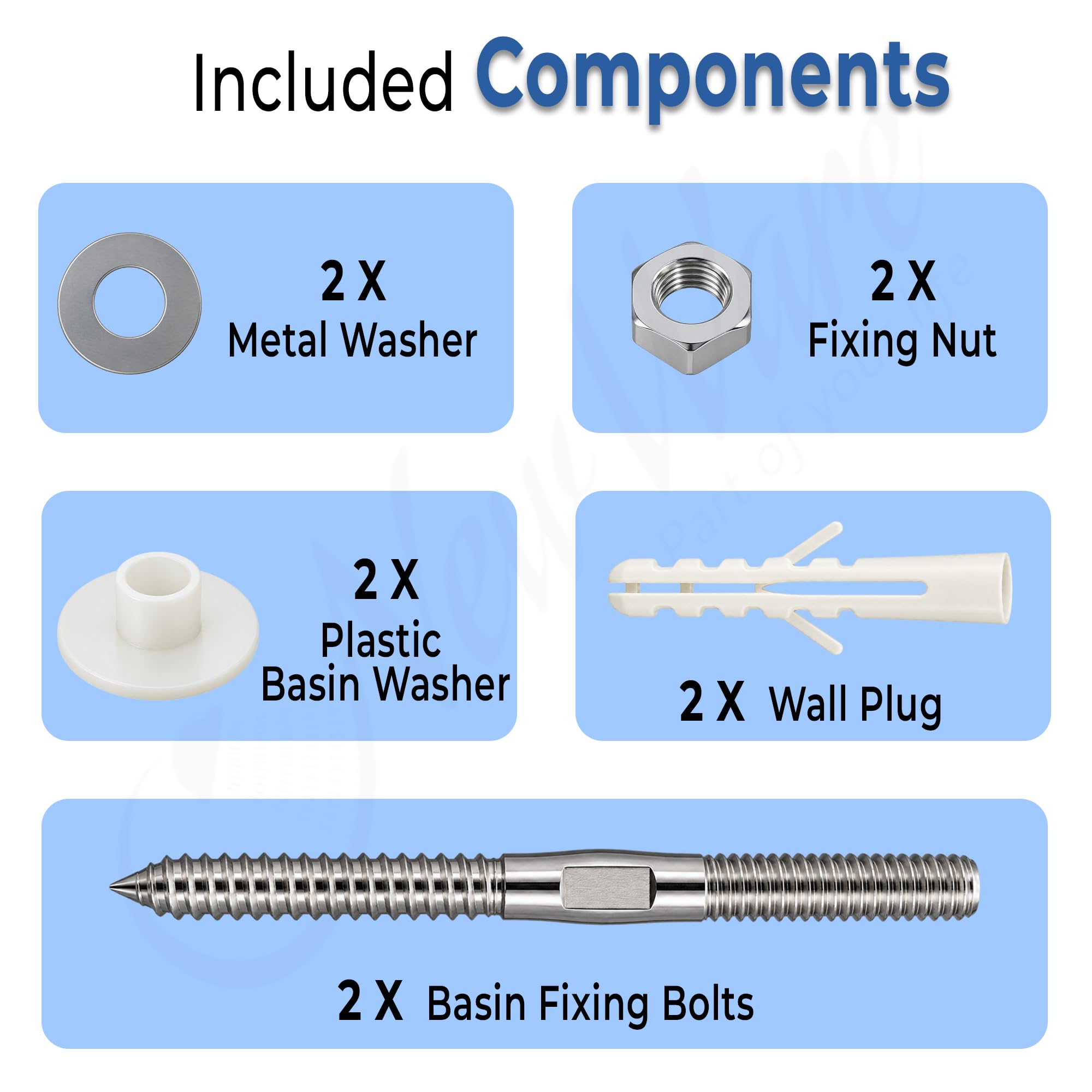 NEW WARE® Stainless Steel Rack Bolt Pair with Nut & Screw 10 x 125 mm | Heavy Duty Wash Basin Wall Mount Fixing Kit for Countertop Sink Basin Geyser Installation | Rust Proof Durable Hardware Set — Amazon image 6