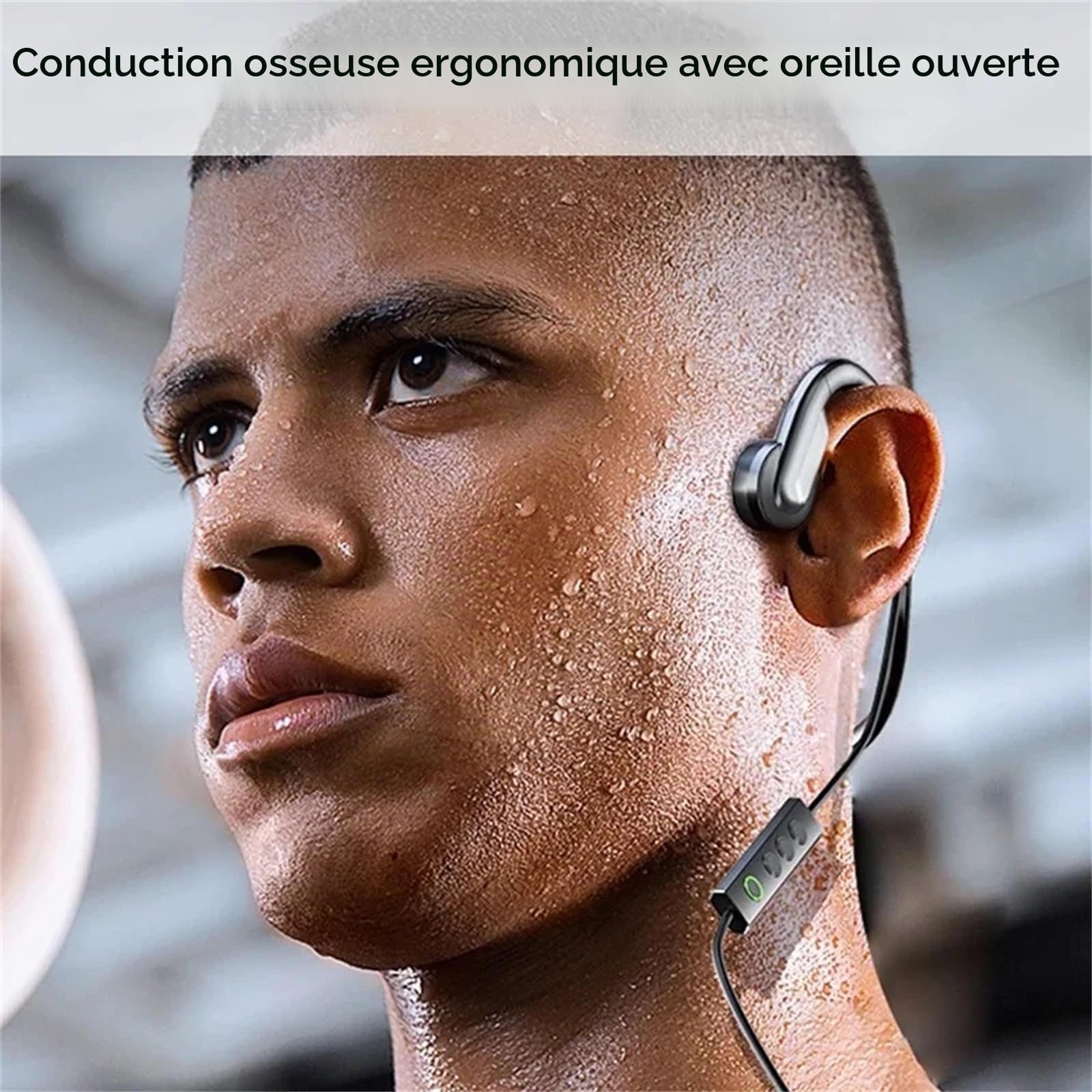 Écouteurs filaires à conduction osseuse de type C - Écouteurs intra-auriculaires - Boutons silencieux - Pour appels et course à pied - Indolore