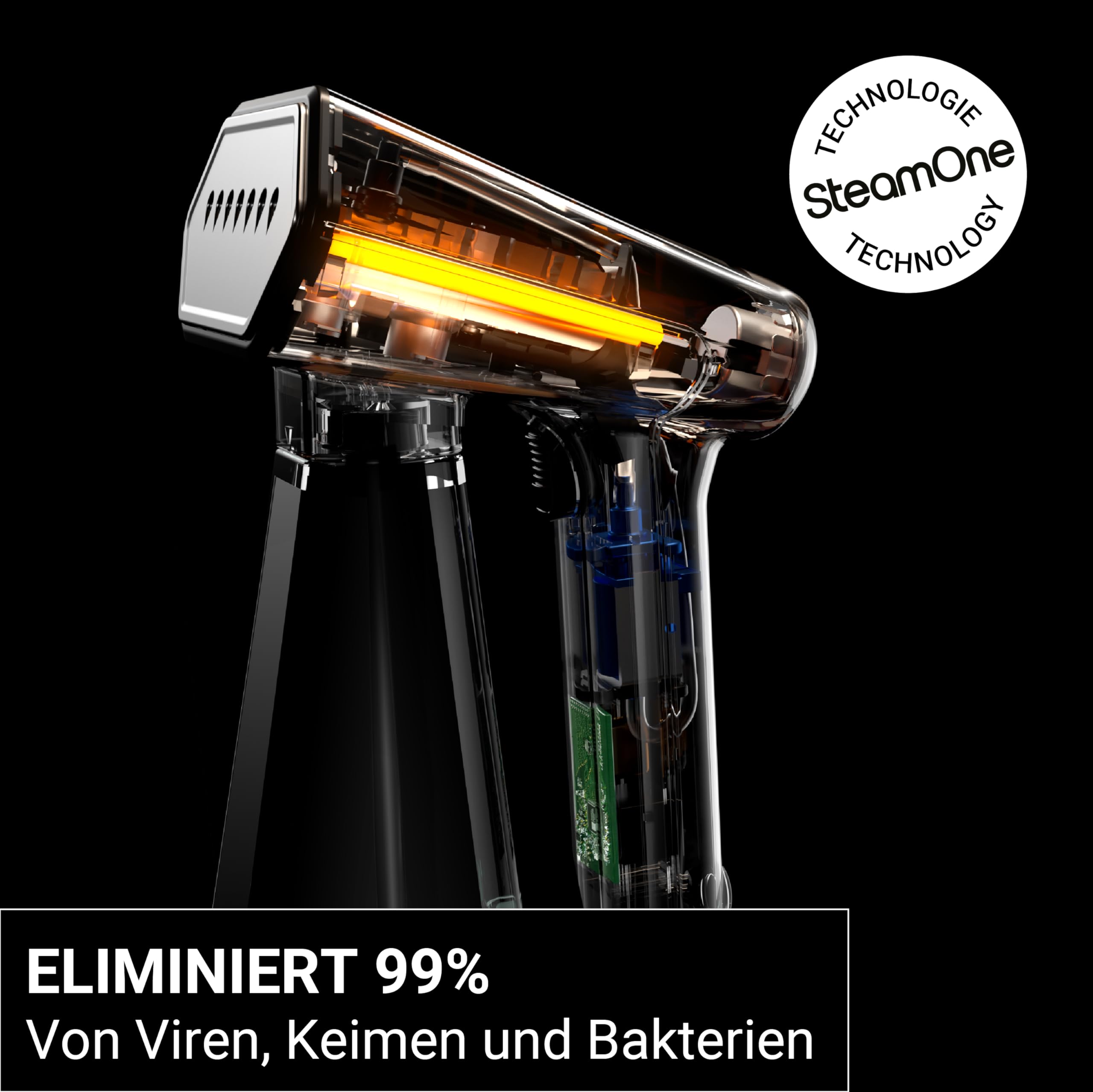 SteamOne Snomad Steamer Dampfglätter Portabel Schwarz 2000W - 400ml | Portabler Steamer Snomad, 2000W, Tank 400ml, 27min Laufzeit, Einsatzbereit in 40s, Bürste Inklusive, EUSN400B