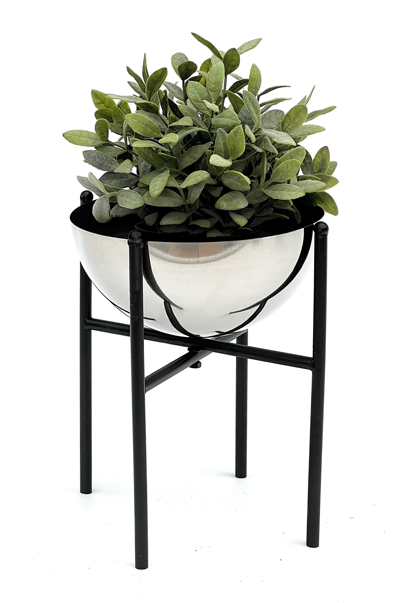 DanDiBo Sgabello Portavasi In Metallo: Supporto Per Piante Con Vaso Incluso, 25 Cm, Nero E Grigio