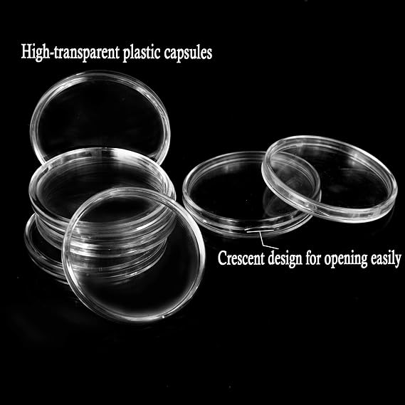 Uncle Paul 20 Sets Coin Capsules with 6 Sizes [20/25/30/35/40/46mm] Black