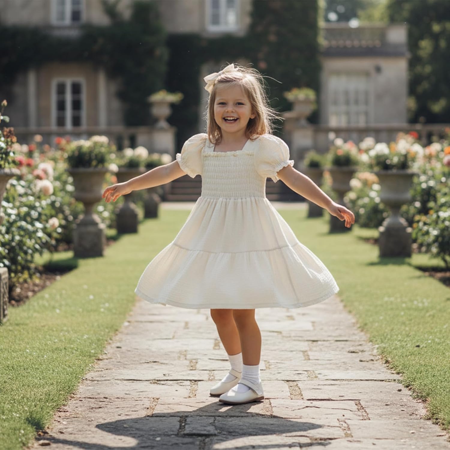 Toddler Dress Baby Girl Summer Clothes Puff Sleeve Smocked Boho Princess Dresses Casual Infant Sundress Holiday - Image 2