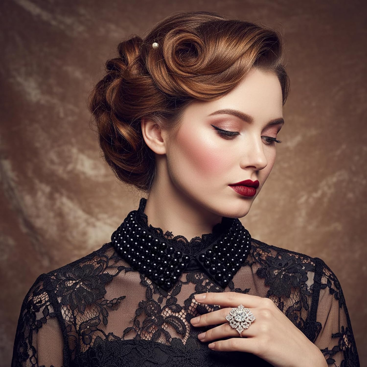 2 Pieces Pearl Collar Necklace for Women Detachable Fake Collar Simulated Pearl Beaded Bib Dickey Collars White Black
