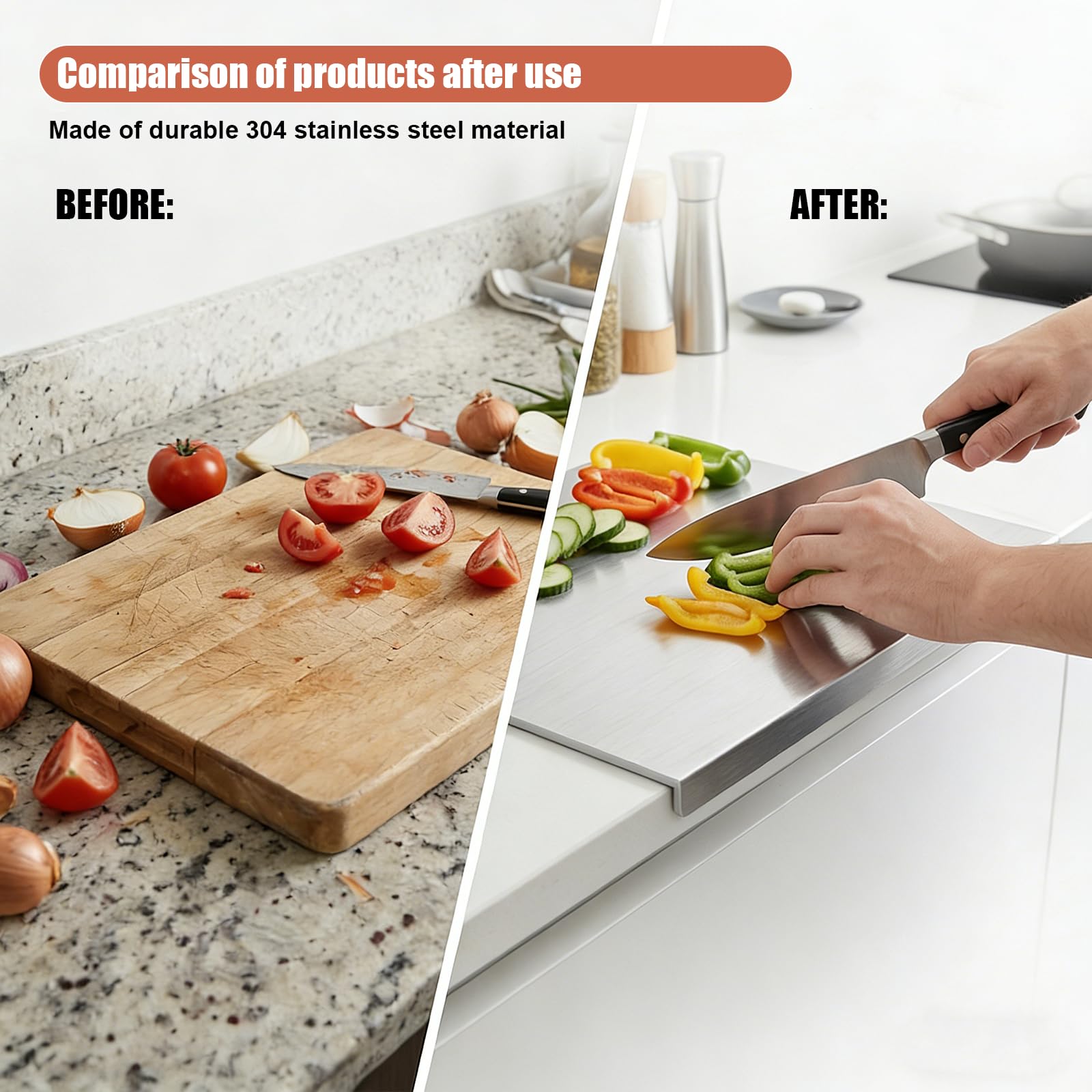 Tabla de Cortar Acero Inox 30x40cm, Superficie de Trabajo Inoxs, Tabla de Amasar Acero Inox 304, Antioxidante, Antibacteriana, Borde Tope, Antideslizante, Para Masa, Pizza, Pan, Carne, Verduras