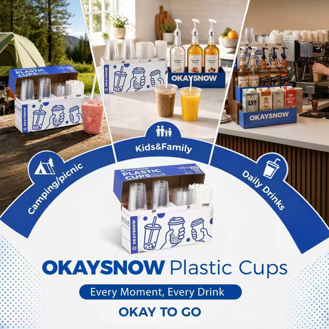 50 Pack 16 oz Clear PET Plastic Cups with Lids and Straws for Iced Coffee | Leak-Proof Lids, Wrapped Straws, Heavy-Duty Recyclable Disposable To Go Cups , Great for Smoothie & Juice, Dirty Soda