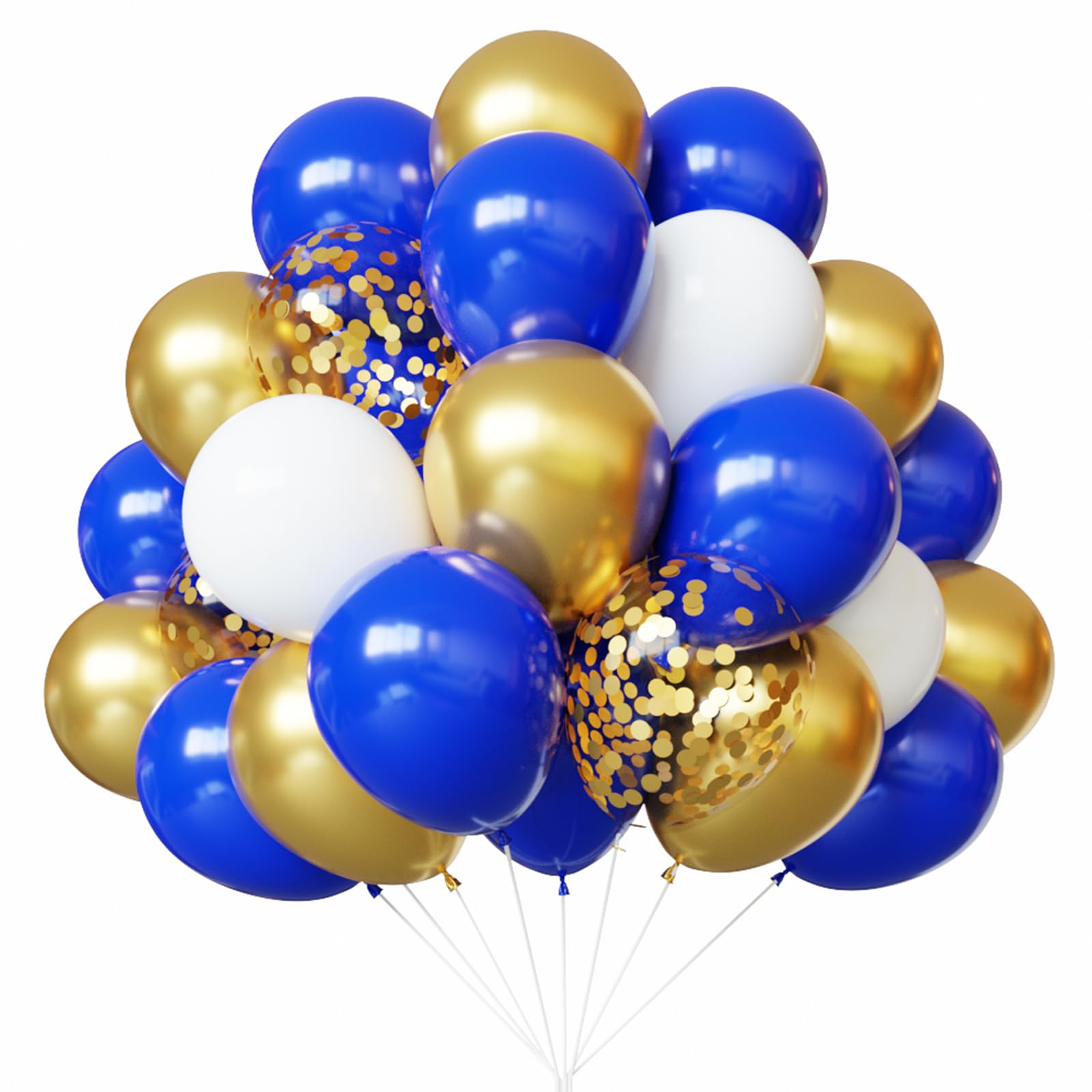 YMSZ Blue and Gold Balloons Set, 67pcs 12 Inch Royal Blue Gold White Balloons for Birthday, Graduation, Baby Shower Decorations — image 1
