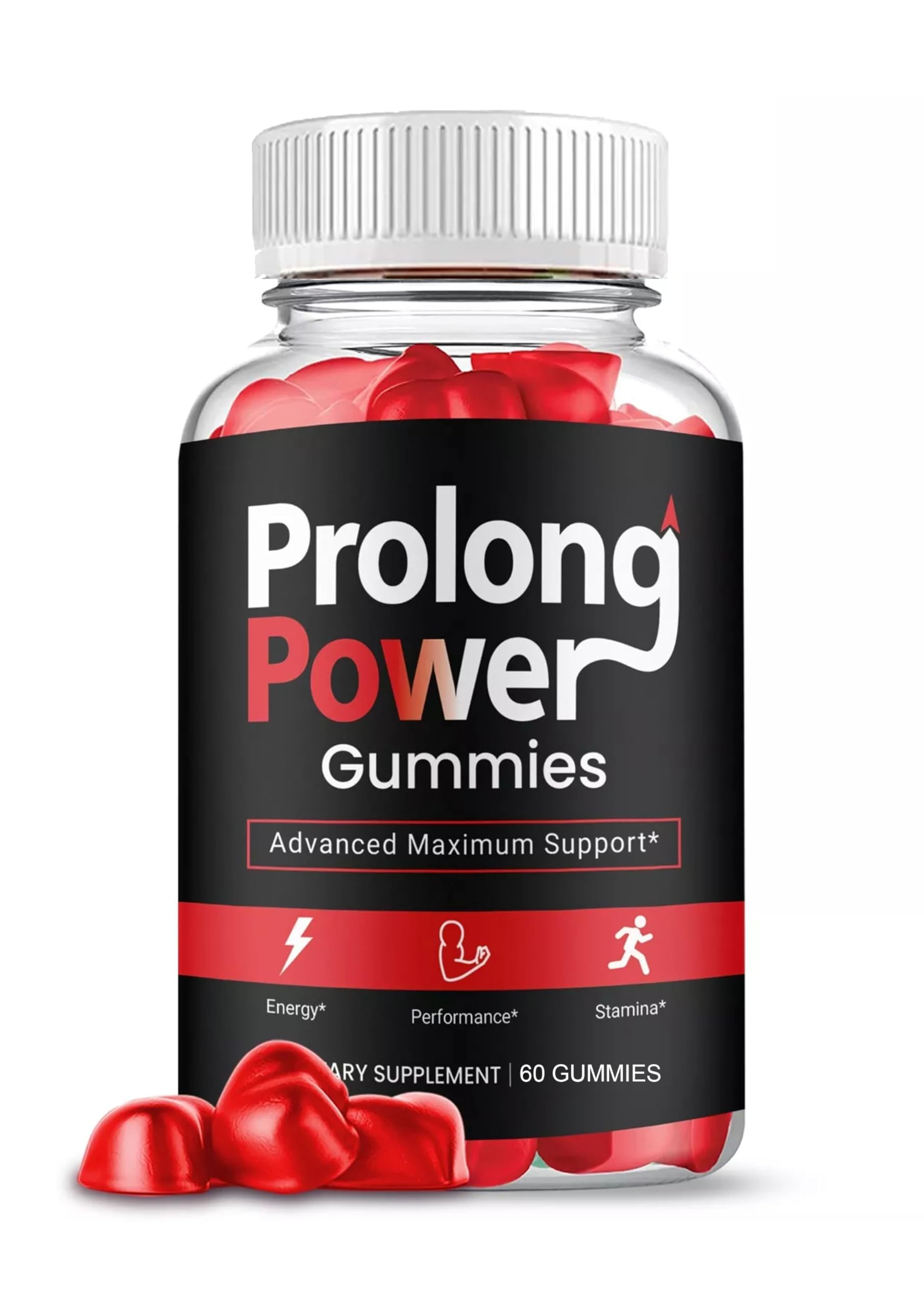 Prolong Power Gummies for Men, Max Strength Male Performance Formula - Powerful Natural Ingredients - New & Sealed - 60 Gummies/Supplement Heaven