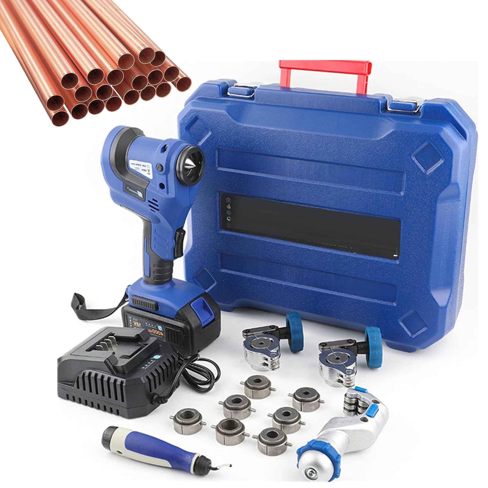 XNXYSMKJ Electric Expander,Cordless Electric Flaring Tool Kit,1/4" to 3/4" (6mm-19mm) Pipes,Includes Deburring & Cutter Tool,Perfect for Copper & Aluminum Flares