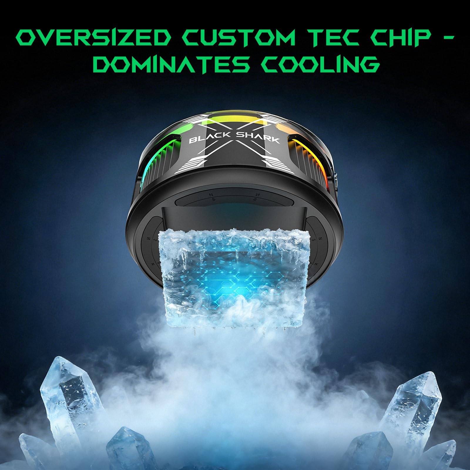 Black Shark Magnetic Phone Cooler 6 Pro inteligentny wyświetlacz magnetyczny pierścień LED RGB wentylator sterowany aplikacją dla iPhone MagSafe, Android i iPad - gaming, streaming