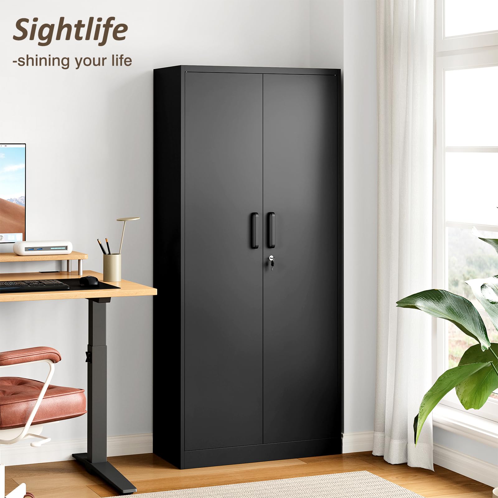 Armadio In Metallo Sightlife Con Ripiani Regolabili - Mobile Per Cucina, Soggiorno, Esterno - Foto 13