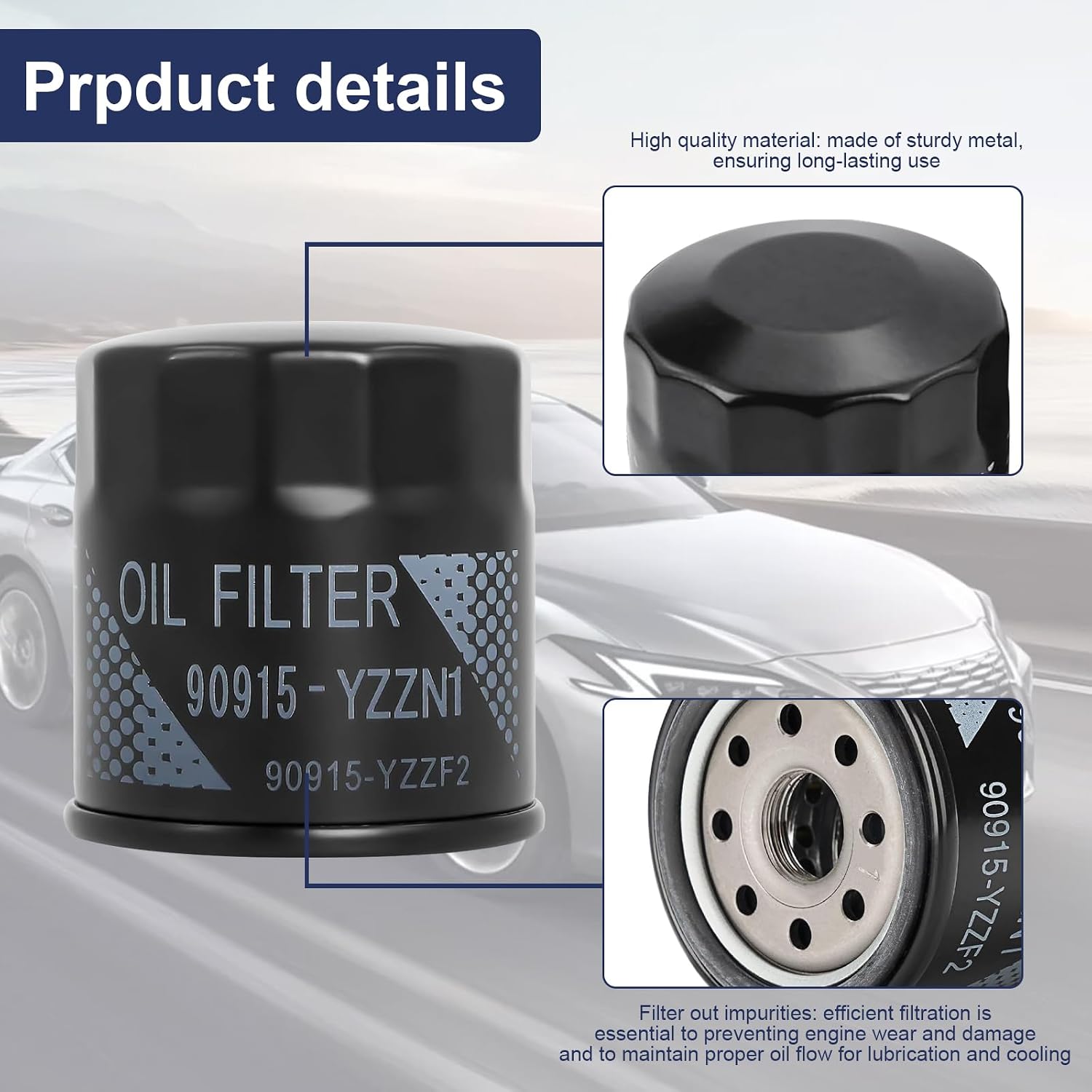3 PCS Oil Filter 90915-YZZN1 with Drain Plug Washers Compatible with Toyota Prius 1.5L 2001-2009, Yaris 1.5L 2006-2019, Matrix 1.8L 2003-2008,Corolla 1.8L 1993-2021, Camry 2.2L 1992-2001.