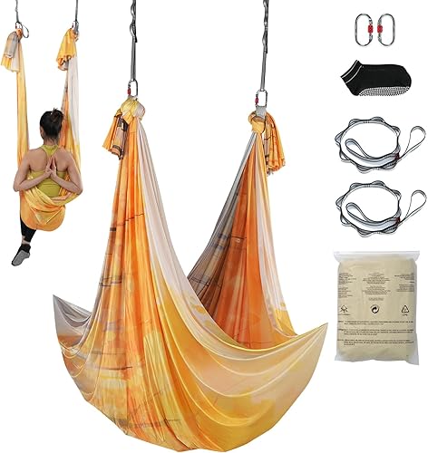 VEVOR Aerial Silk & Yoga Swing, Aerial Yoga Hammock Kit with 100gsm Nylon Fabric, Full Rigging Hardware & Easy Set-up Guide, Antigravity Flying for