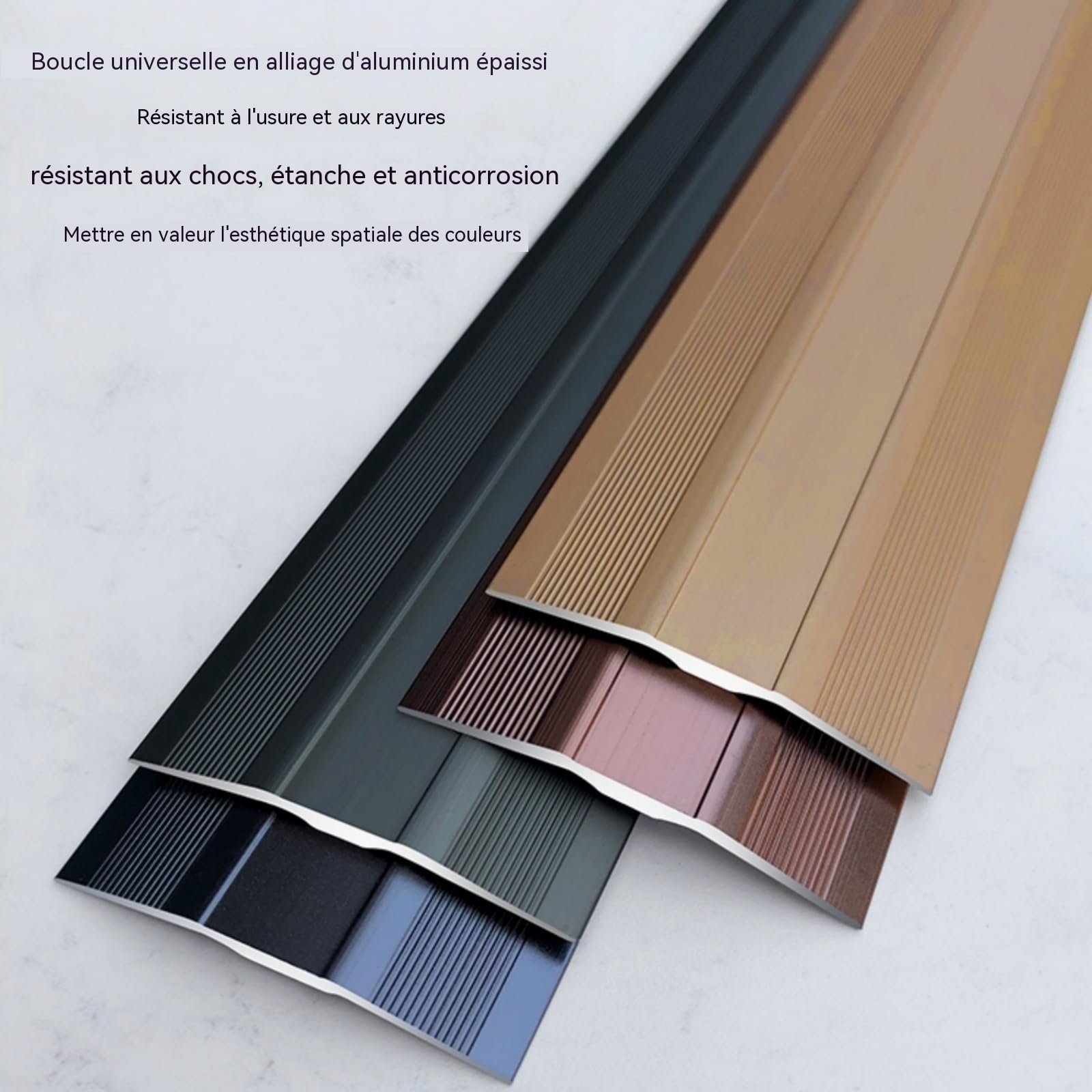 Barre De Seuil en Aluminium 90 Cm* 3 Profil De Transition Extra Large pour Sol Stratifié vers Moquette, Barre De Transition De Sol pour Porte, Idéale Zones À Fort Passage(Rose Gold)