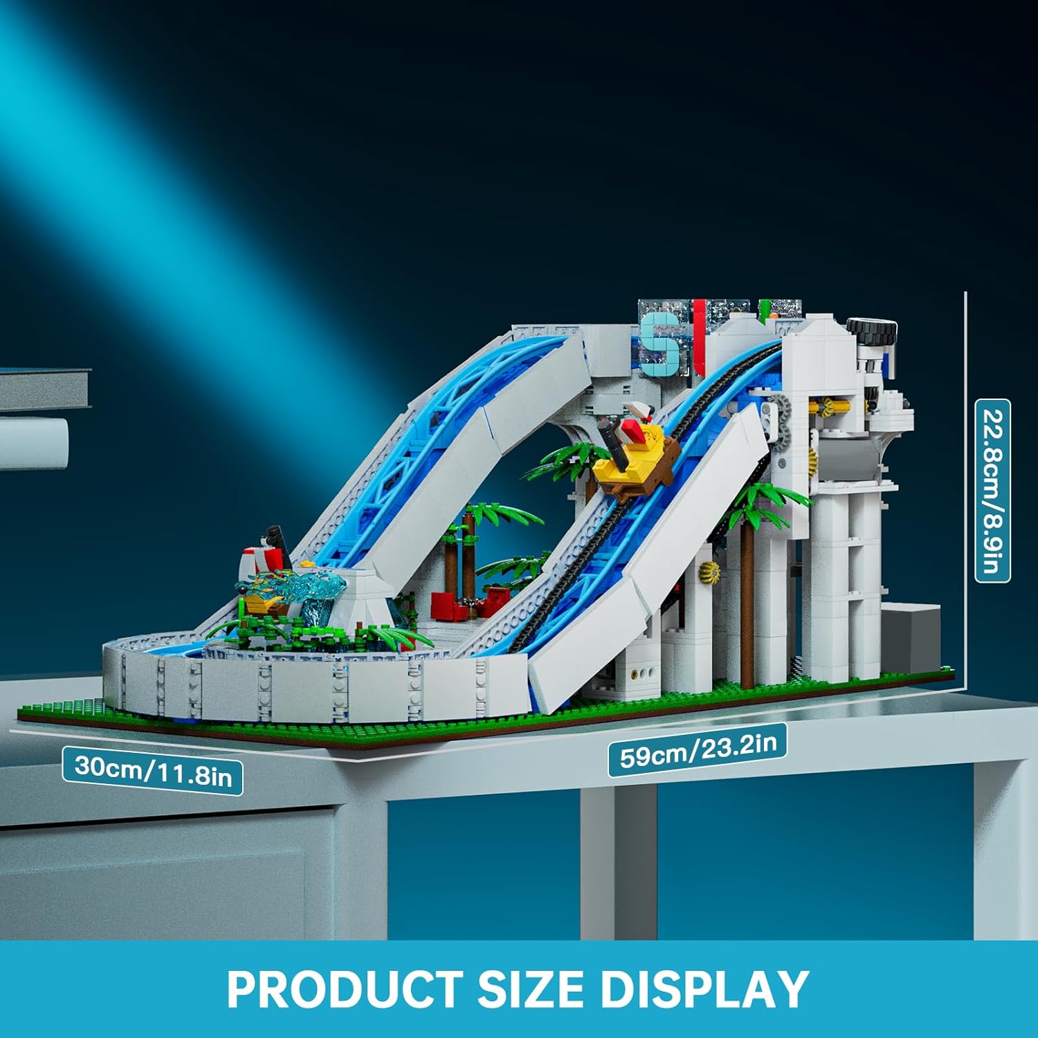 Mould King Water Slide Toy Building Block, Aqua Coaster Model Set, Collectible Amusement Water Park Kits for 14+ and Adults (2088 PCS)