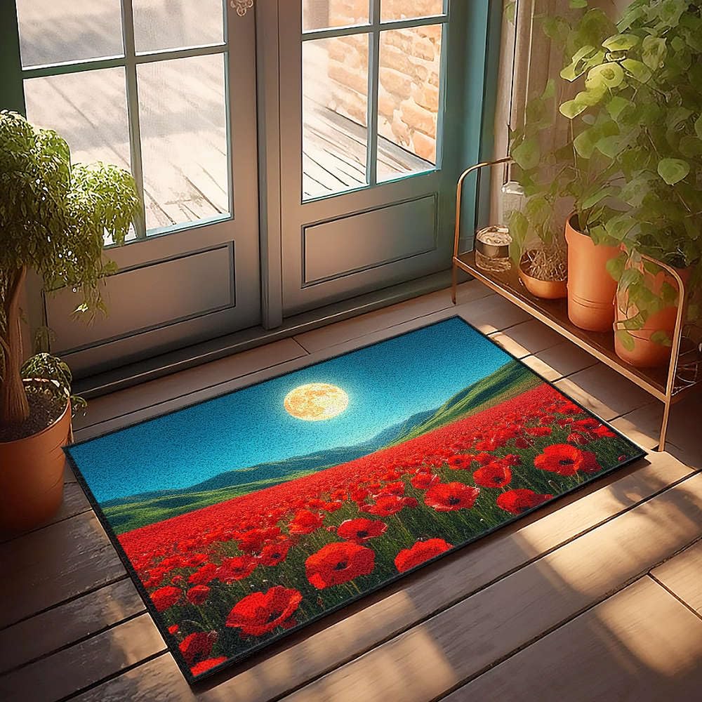 Tapis de cuisine coquelicots contre les sols sales grand paillasson extérieur
