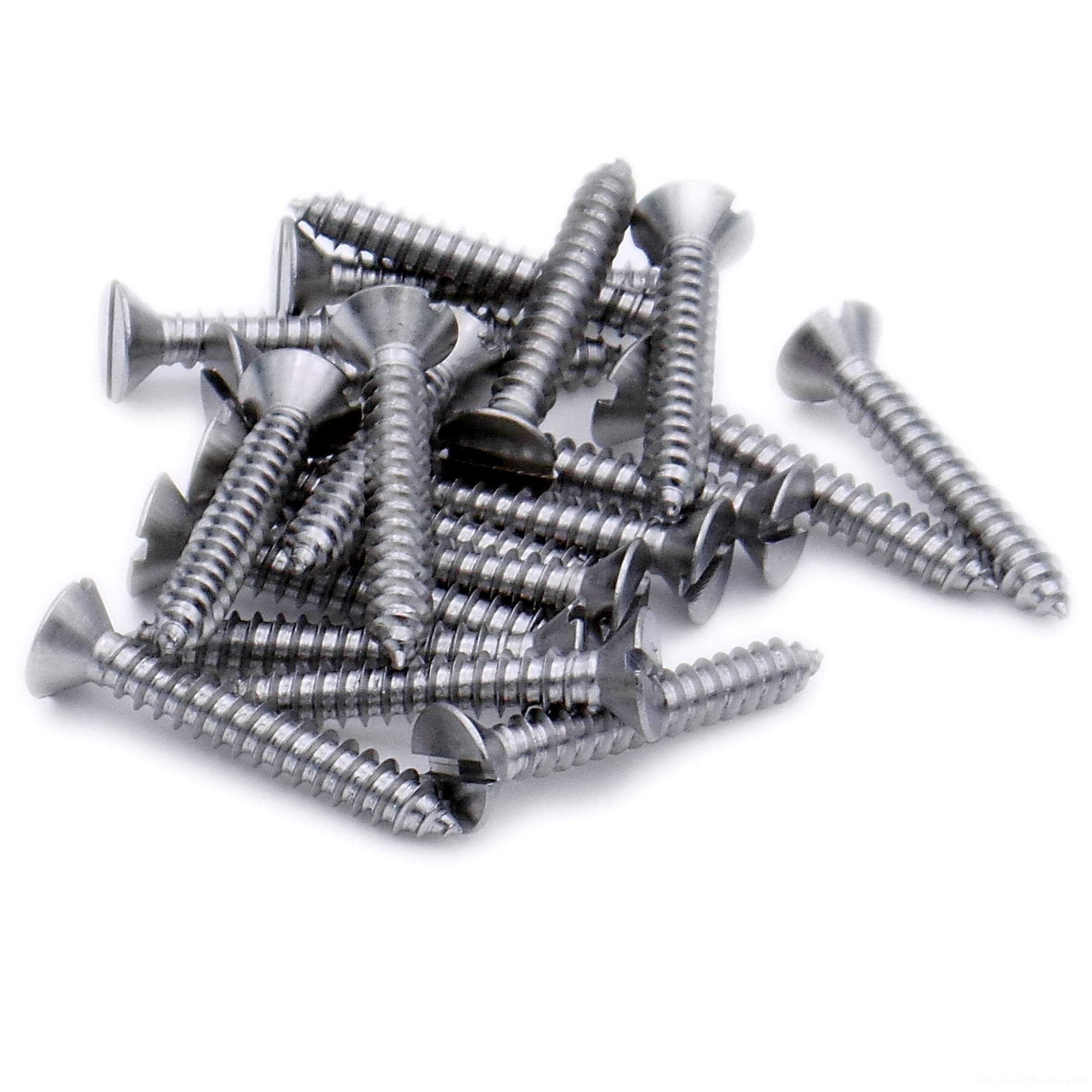 Singularity Supplies Silver No.6 X 0.625 (3.5Mm X 16Mm) Slot Countersunk Self-Tapping Screw - Stainless Steel (A2) (Pack Of 20)