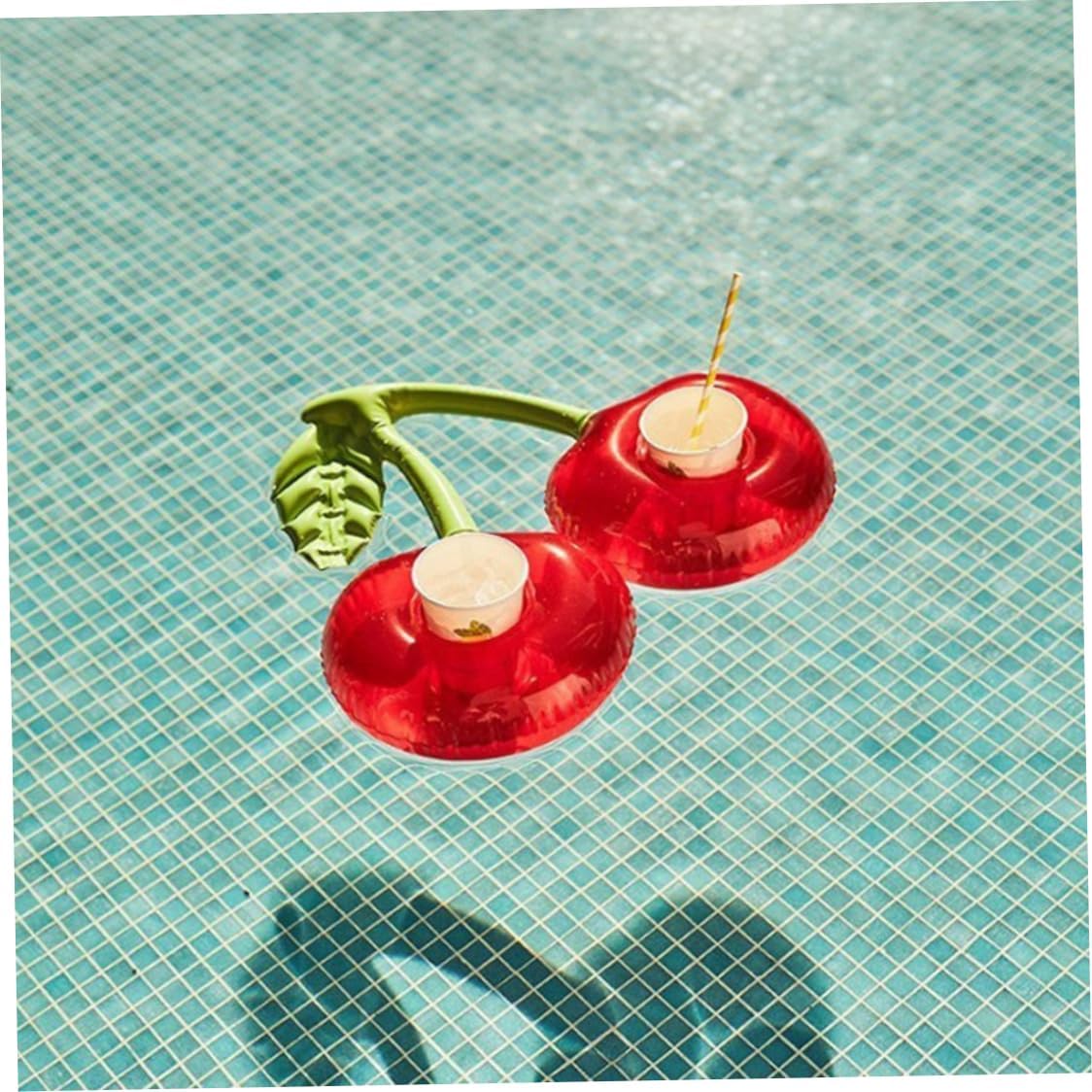 Inflatable Drink Holder Cherry Pool Drink Floats Inflatable Cup Holders for Pool Party Hot Tub 4PCS, Swimming Pool Drink Floats