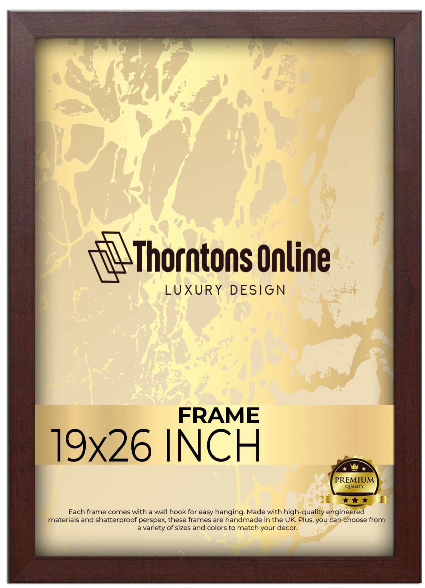 19x26 Inch Poster Picture Frame Mahogany (48.26x66.03) |Acrylic front| |mdf backing with both ways hanging hooks|Ideal for Artwork and Decor