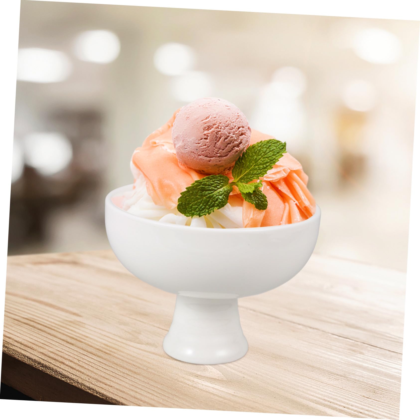 Bol de Cerámica con Pedestal Redondo de Cuenco para Postres Helados y Frutas Diseño Elegante para Servir Aperitivos y Dulces Casa o Restaurante
