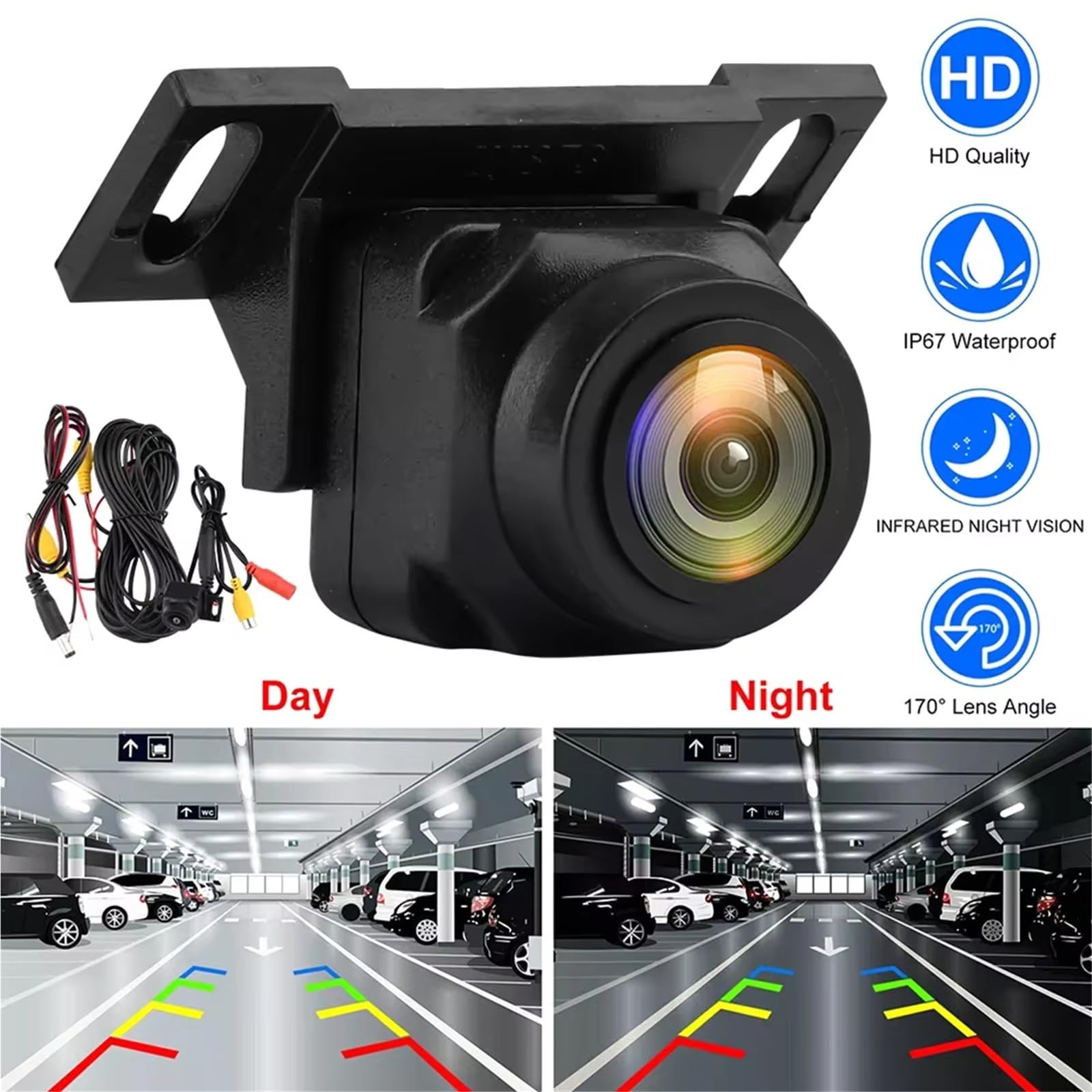 Samochodowa kamera cofania kamera cofania 1080p przezroczysta ochrona przed zakłóceniami 170 stopni szeroki kąt regulowany pojazd mały cofanie samochód kopia zapasowa kamera cofania monitor