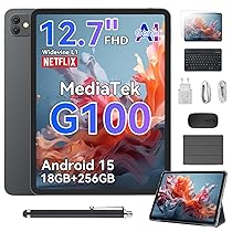 Blackview Tablet 12.7 Pollici MediaTek G100 Gemini AI Link 8, 2K+ FHD 2160 * 1600 90Hz 18GB RAM+256GB ROM Android 15, PC Mode, 8400mAh, Widevine L1, Face ID, 16MP+13MP, GPS, OTG Tablets con Tastiera e Penna