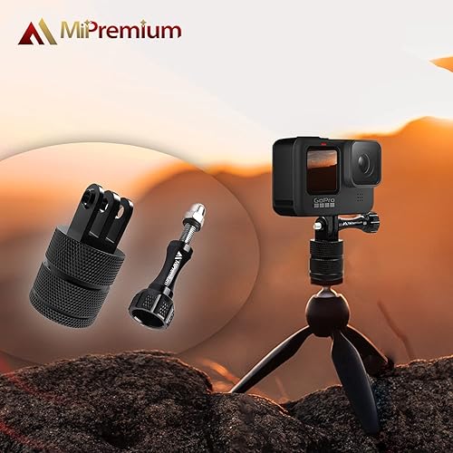 Miniatura 7 de MiPremium Kit de montaje de adaptador de trípode para GoPro Hero 4, 5, 6, 7, 8, 9, color negro y plateado y otras cámaras de acción. Accesorios de