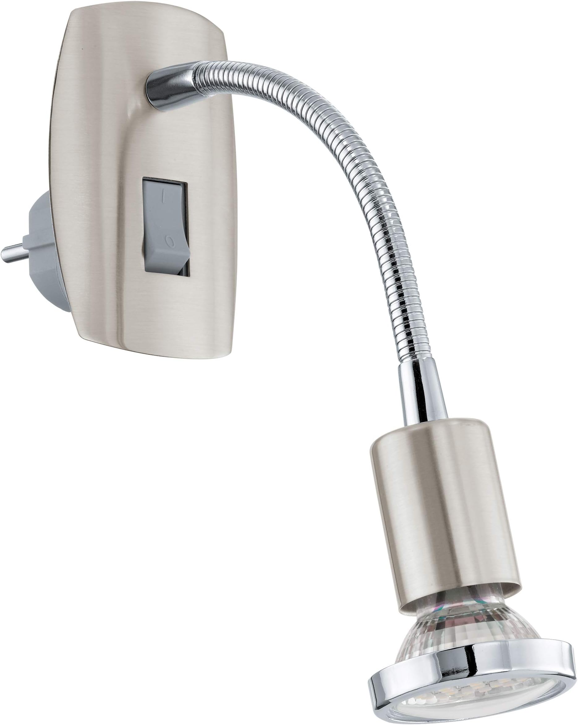 Trango 2er Pack 11-242 LED Steckerlicht in Nickel matt mit Glasschirm Steckerleuchte inkl. je 1x