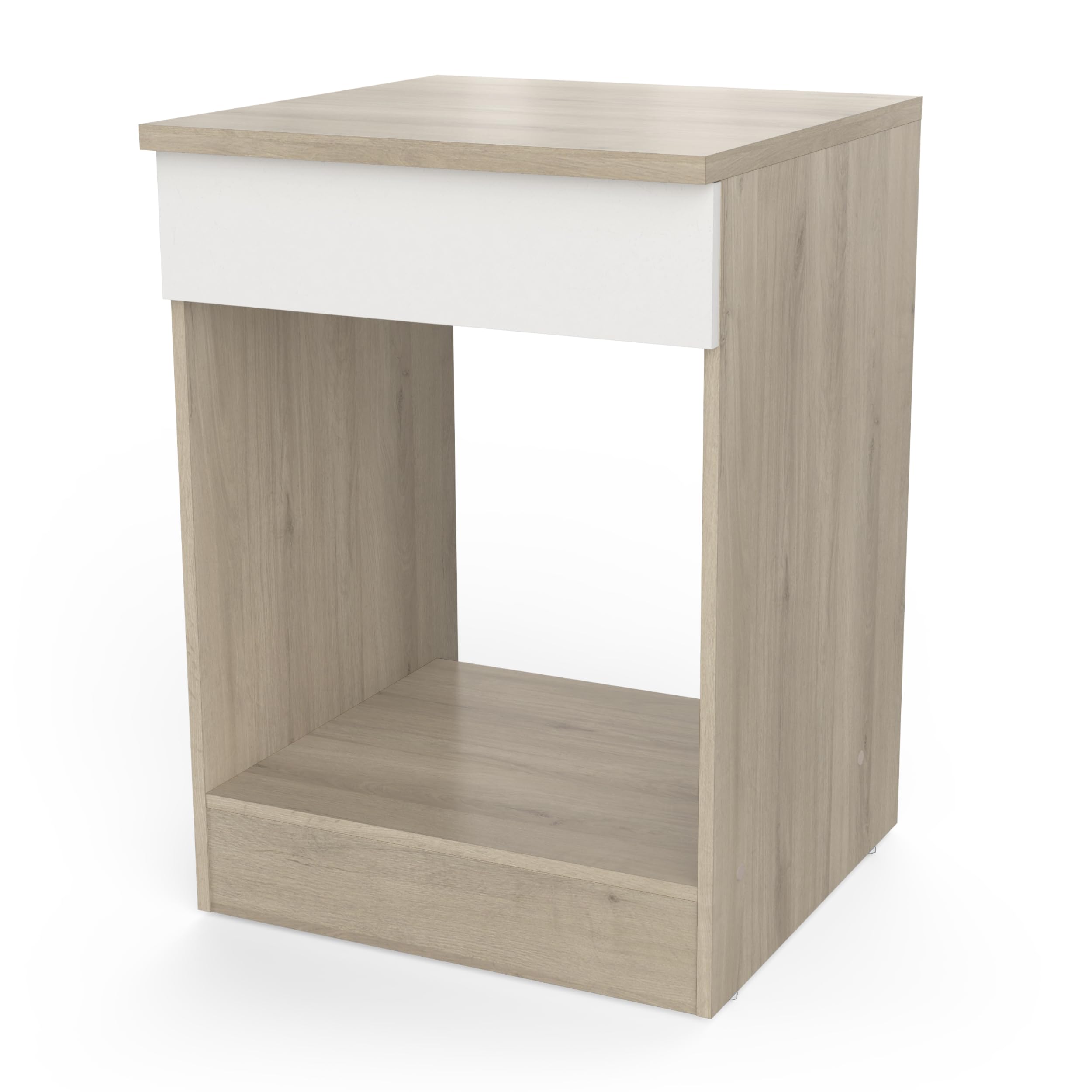 Meuble Four Encastrable Avec Plan De Travail - Cuisine Complete ‟ORIGAN”- Coloris Chêne Clair & Blanc Mat - 60 x 60 x 85 cm