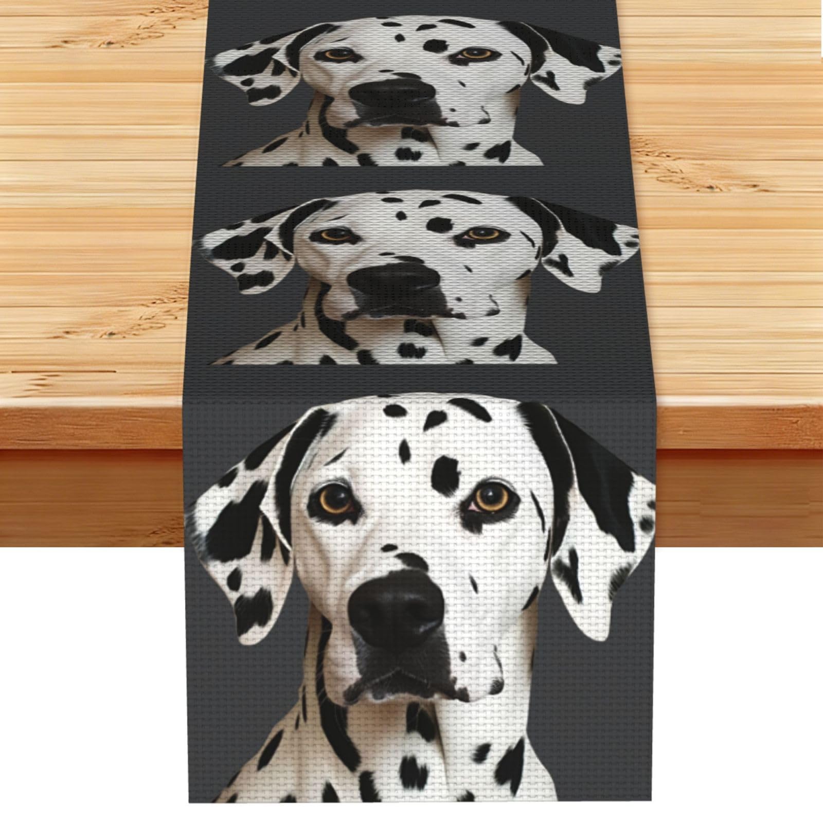 Fodpand Black Rustic Cotton Linen Table Runner, Dalmatian Table Runners 13 X 72 Inches, Modern Elegant Farmhouse Tablecloth, Washable Kitchen Dining Table Decoration For Home Party Decor