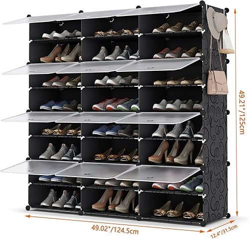 Vista 25 de HOMIDEC Zapatero de 6 niveles, armario de almacenamiento de zapatos de 24 pares de estantes de plástico para zapatos, organizador para armario
