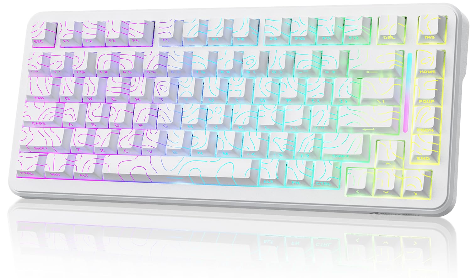 ATTACK SHARK X82PRO HE 75% Wireless Gaming Keyboard with Quick Trigger, Hall Effect Magnetic Switch Keyboard with Adjustable Actuation RT 0.01 mm, 8 KHz, Hot-Swap, RGB, Gamer (White) White Outline