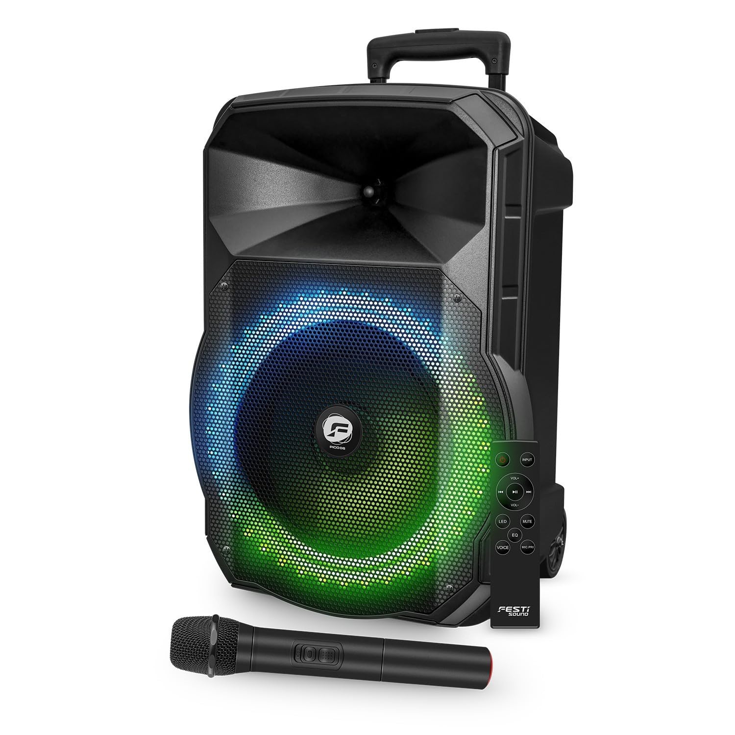 Enceinte Sono Festisound PICO-08, Autonome sur Batterie, Puissance 200W, USB Bluetooth, TWS, Radio FM, Micro sans Fil