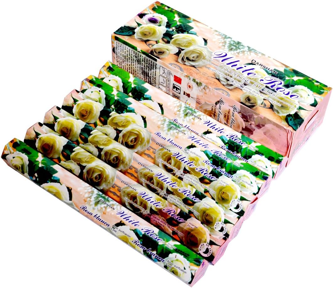 Darshan White Rose Incense Stick Box 120 Sticks Incense Home & Kitchen