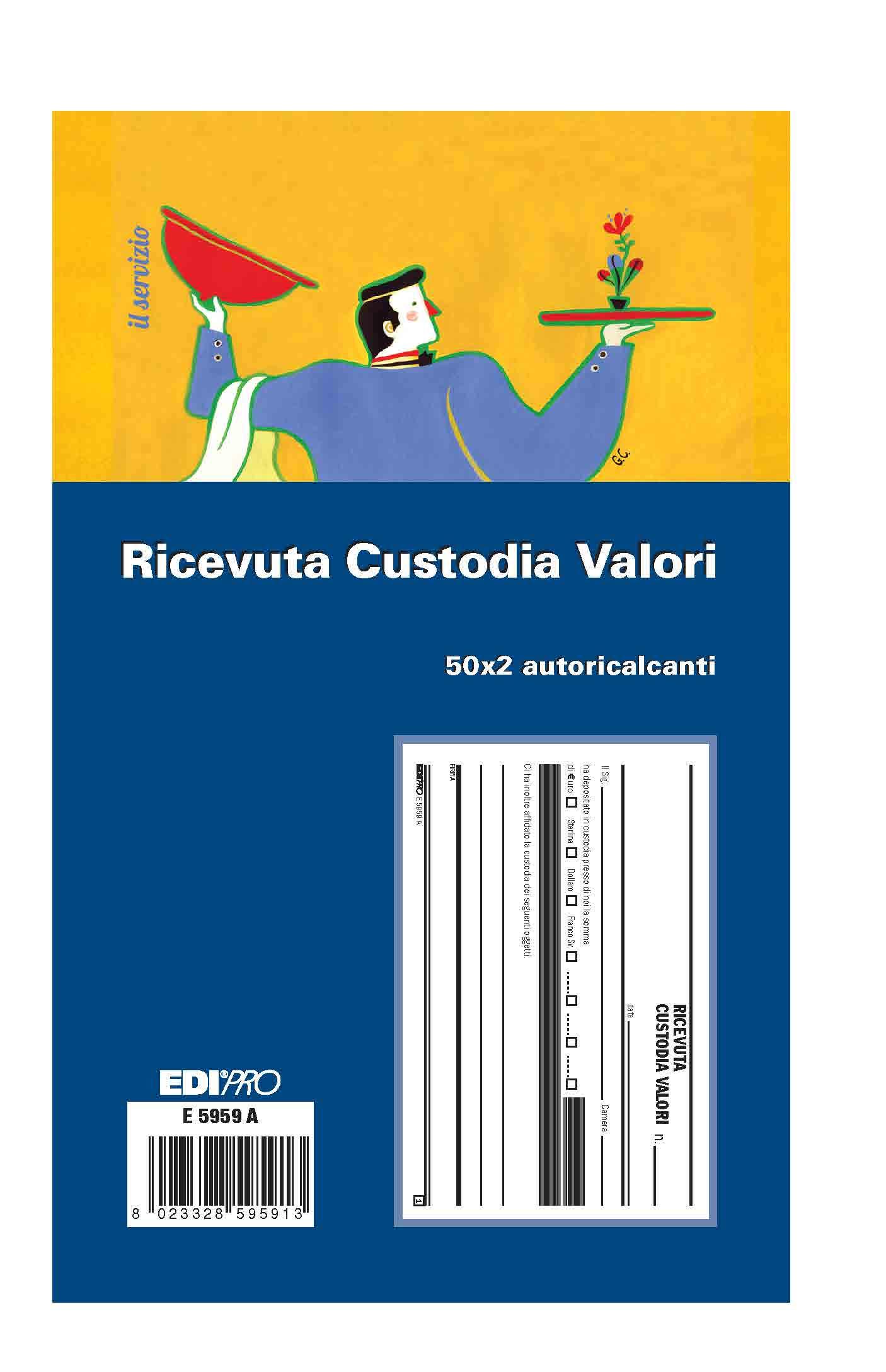 Edipro E595959A Receipt Block Case Values 50 x 2 Self-alcante F.to 22 x 14.8