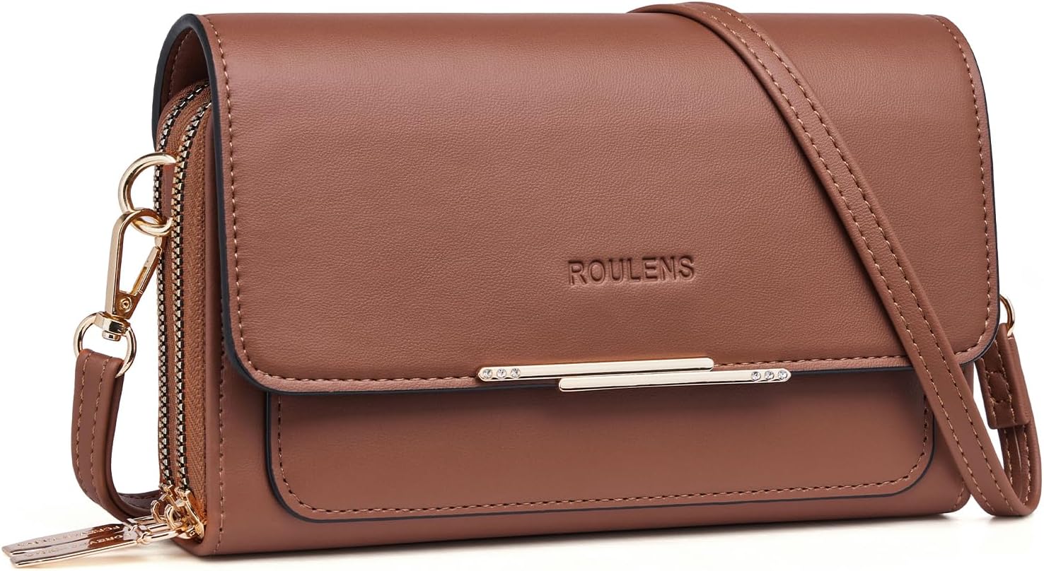 Roulens Small Crossbody Bag for Women,Cell Phone Purse Women's Shoulder Handbags Wallet Purse with Credit Card Slots