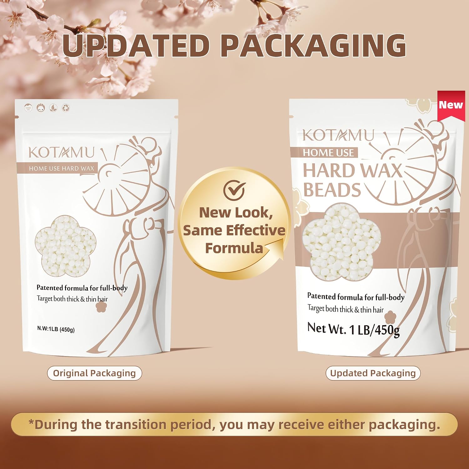 KOTAMU Waxing Beads Unscented Hard Wax Beads for Women& Men Full Body Thick &Thin Hair Removal, 1lb Pack Organic Wax Beans for Sensitive Skin Face Eyebrows Armpit Legs Bikini Brazilian Home Waxing