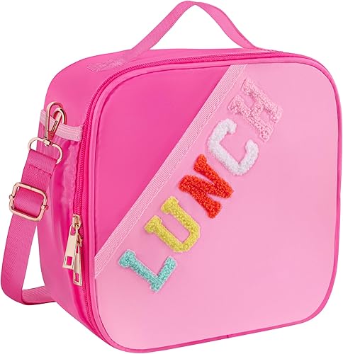 Bolsa de almuerzo aislada para niños con correa ajustable, lonchera reutilizable a prueba de fugas para niñas, bolsa de almuerzo escolar preparada