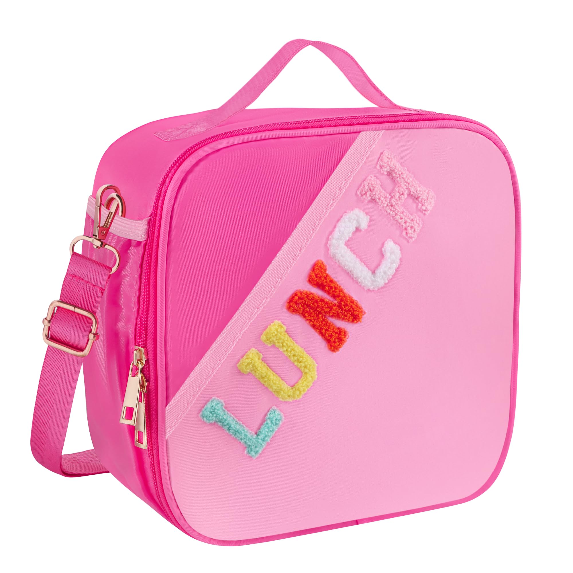 Lunch Bag Kids-Kids Insulated Lunch Bag with Adjustable Strap - Reusable Leakproof Lunch Box for Girls Preppy School