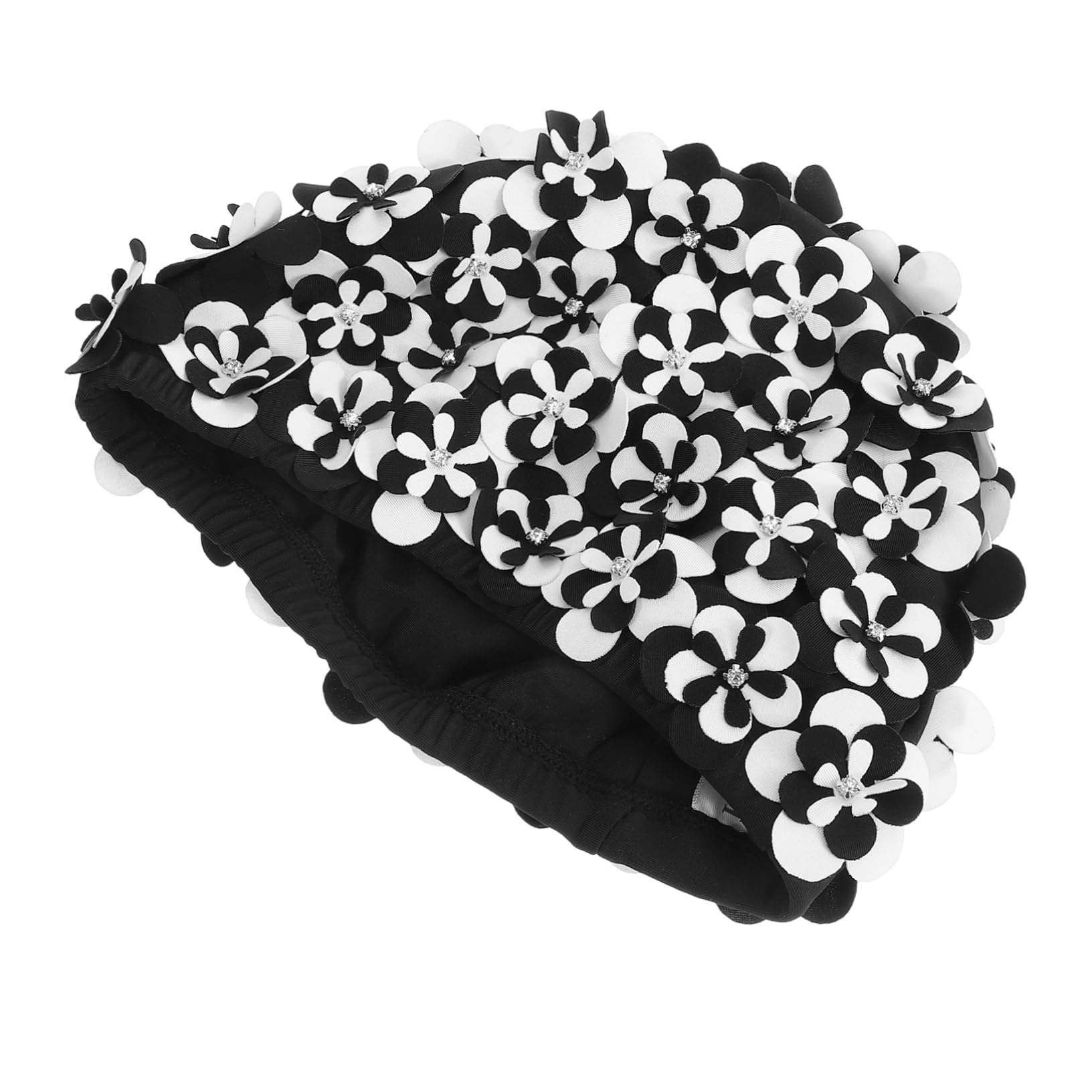 Gorro de natación Rana Sombrero de Verano Gorro de baño o de Piscina o Impermeable o de baño Floral o de baño para Mujer Pelo Largo algodón Black